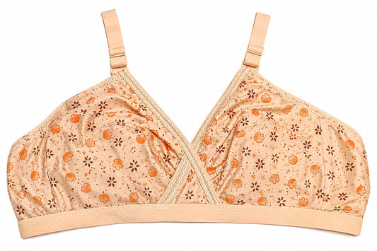 Printed Bra Brief Blouse Brazier Brassie - Comfortable Daily Innerwear Set (Size 32) Pack Of 4 Women Ladies Girls Classy Multi Colour Jersey