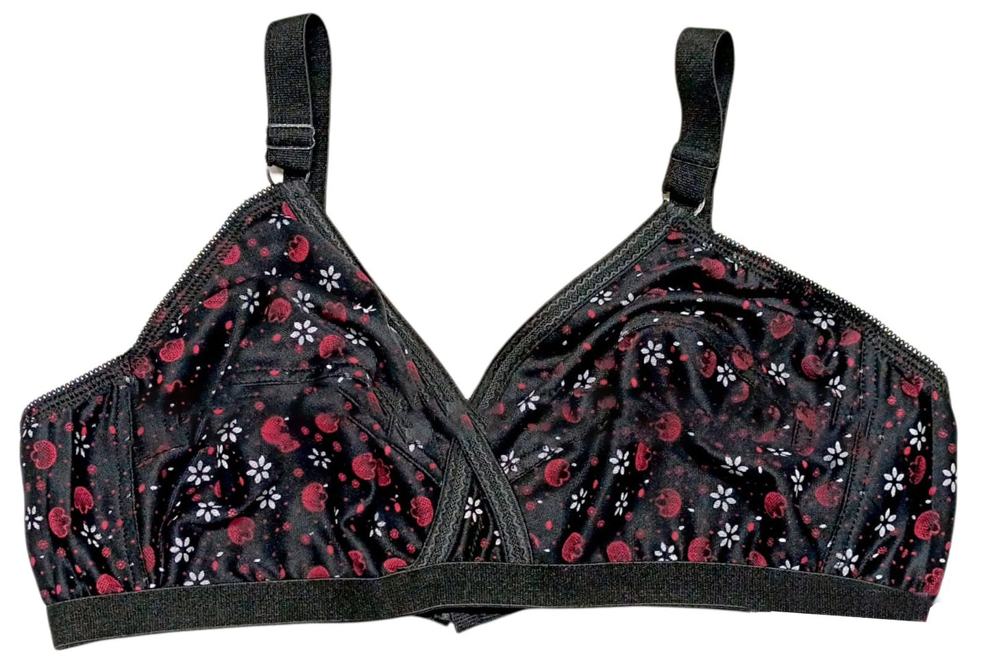 Printed Bra Brief Blouse Brazier Brassie - Comfortable Daily Innerwear Set (Size 32) Pack Of 4 Women Ladies Girls Classy Multi Colour Jersey