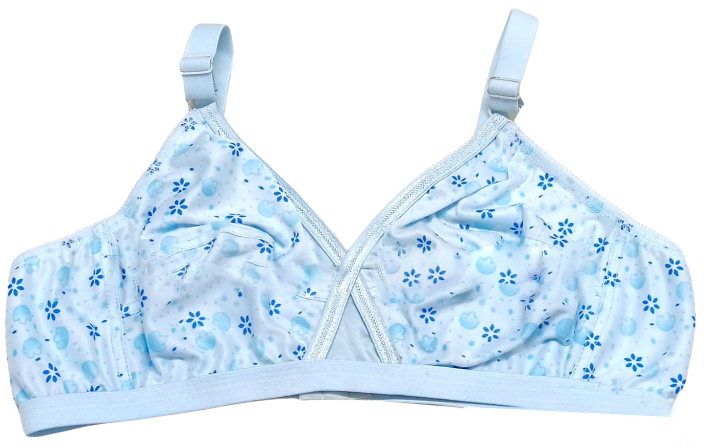 Printed Bra Brief Blouse Brazier Brassie - Comfortable Daily Innerwear Set (Size 32) Pack Of 4 Women Ladies Girls Classy Multi Colour Jersey
